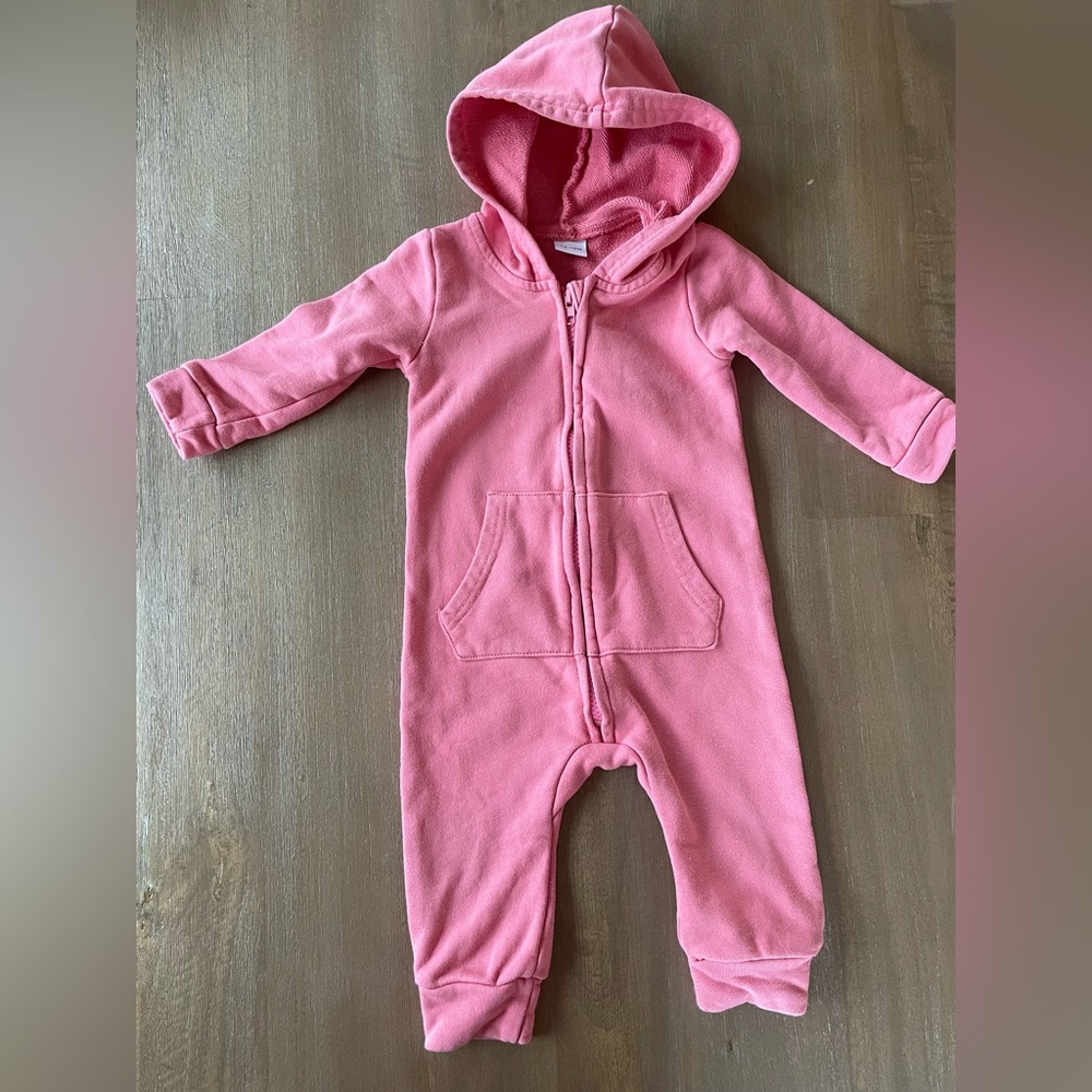 Fleece Zipper Romper in Pink 12-18 Months - Picture 1 of 5